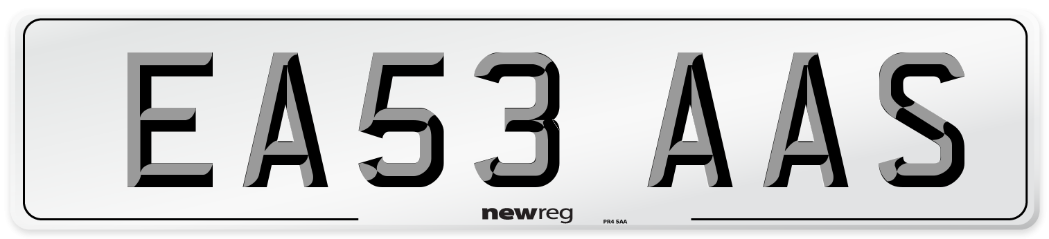 EA53 AAS Number Plate from New Reg